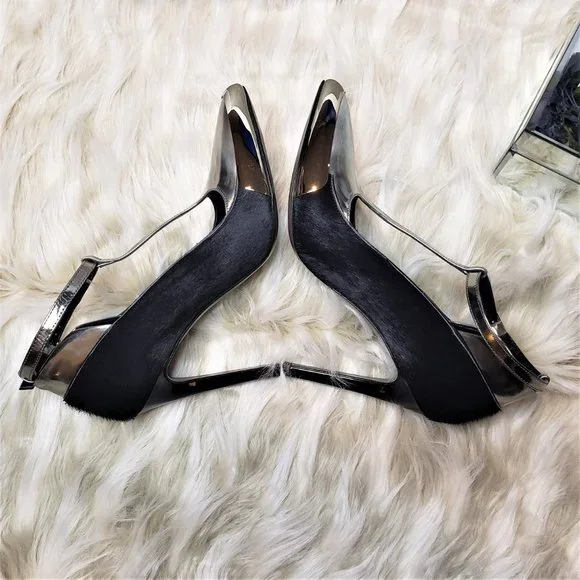 NIB JASON WU Hair-On-Hide Silver Metallic Stiletto, Size 5.5 - Picture 7 of 13